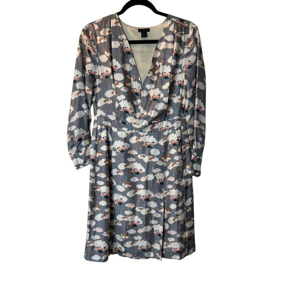 J Crew Collection Thistle Floral Dress Size 6 Silk Multicolor Long Sleeve V-Neck - Picture 1 of 12